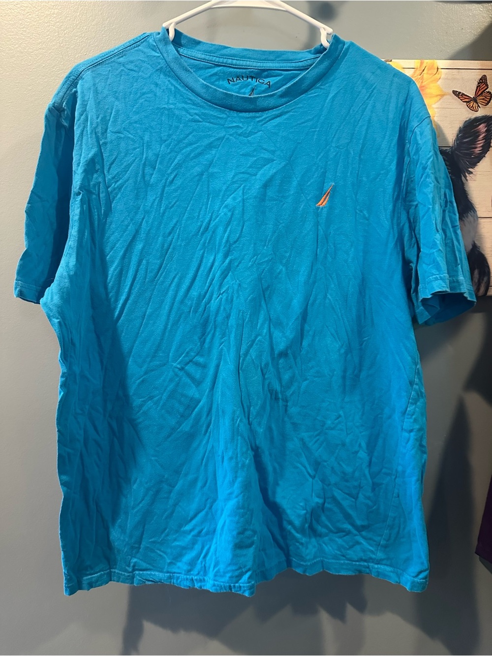 Nautica Men’s Turquoise Short-Sleeve Crew Tee with Sail Logo